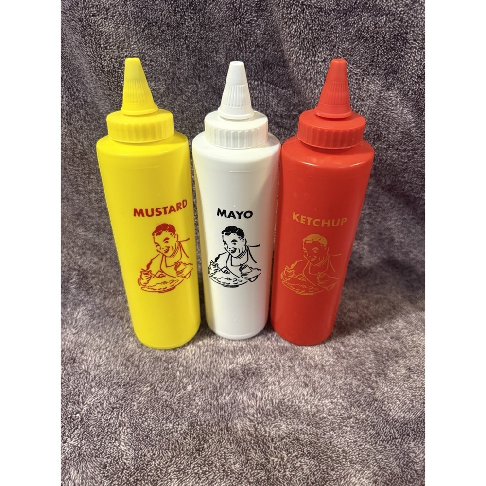 Tablecraft 3-Piece‎ Nostalgia Squeeze Bottle Set, 12 ounce Containers NEW
